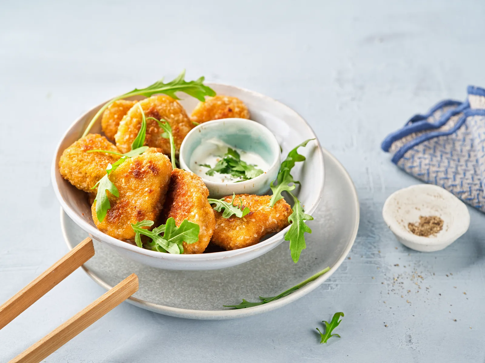 Breaded chicken nuggets, a convenience processed meat product